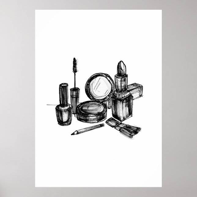 Póster Makeup Fashion Sketch (Frente)