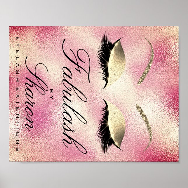 Póster Makeup Salón de belleza Nombre Purpurina de oro Sh (Frente)