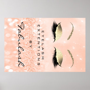 Póster Makeup Salón De Belleza Nombre Rosa Dorado Peach E