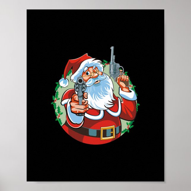 Póster mala santa claus con armas - navidades divertidos (Frente)