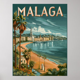 Póster Málaga con encanto retro - Viajes de época