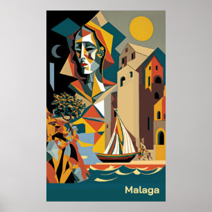 Póster Málaga cubista