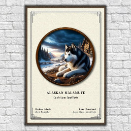 Póster Malamute de Alaska Serie de Zoología