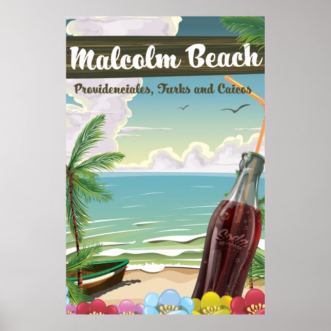 Póster Malcolm Beach, Providenciales, Turcas y Caicos (Frente)