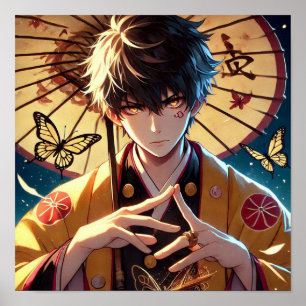 Póster Maldición de Mariposa: Anime del Guerrero de Ojos 