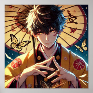 Póster Maldición de Mariposa: Anime del Guerrero de Ojos 