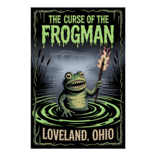 Póster Maldición del Críptido del Hombre Rana de Loveland