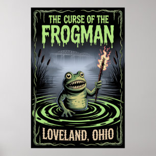 Póster Maldición del Críptido Loveland Frogman Ohio Horro