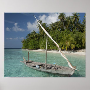 Póster Maldivas, atolón de machos del norte, isla de Kuda
