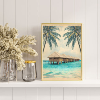 Póster Maldivas Mirage – Paraíso Retro Lagoon Viajes