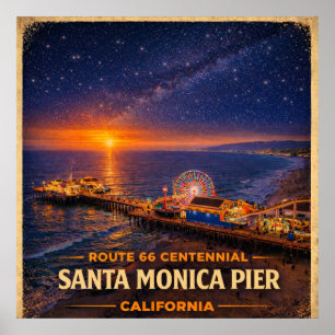 Póster Malecón de Santa Mónica California Centenario
