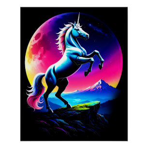 Póster Maleza de Unicornio Colorido Fantástico