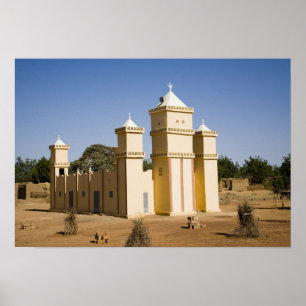 Póster Mali, Bamako Mosque, Bamako-Djenne Road