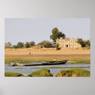 Póster Malí, Djenne. Río Bani cerca de Djenne