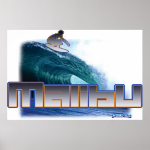 Póster Malibu Beach Surfing