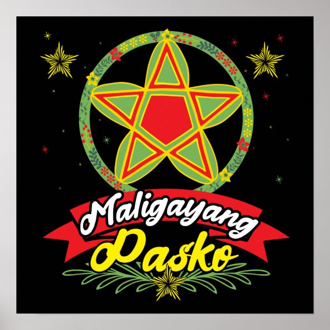 Póster Maligayang Pasko Navidades filipinos Filipinas (Frente)