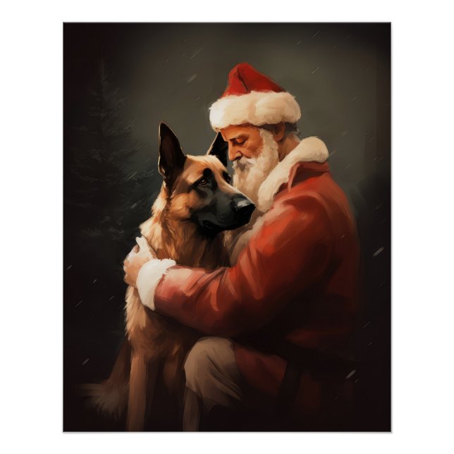 Póster Malinoi belga con Navidades festivos de Santa Clau (Anverso)