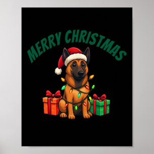 Póster Malinois Belga Vestida Para Navidades