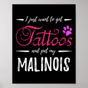 Póster Malinois Dog Lover Tattoo Divertida Perra Mamá Reg