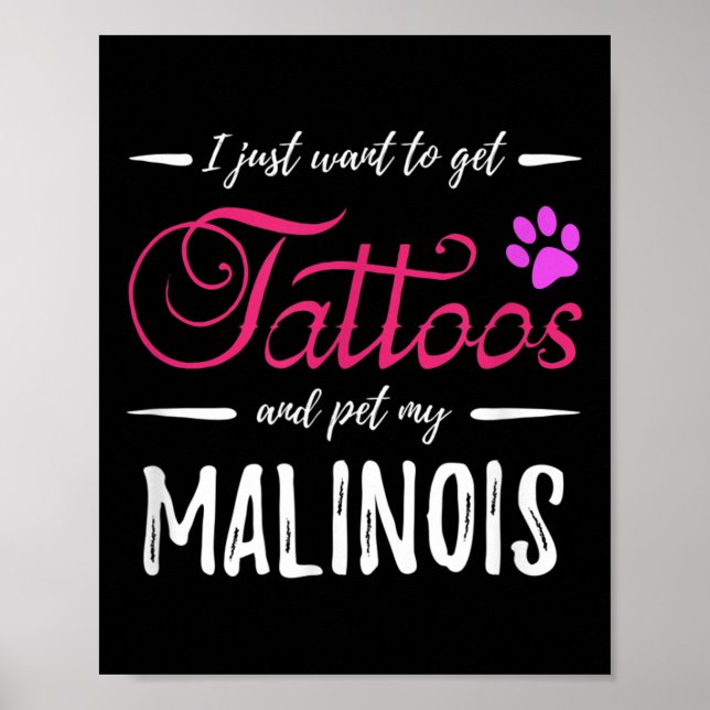 Póster Malinois Dog Lover Tattoo Divertida Perra Mamá Reg (Frente)