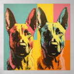 Póster Malinois POP ART 2<br><div class="desc">El gráfico representa a un perro malinés con un estilo de arte pop,  capturando su energía y carisma a través de colores llamativos</div>