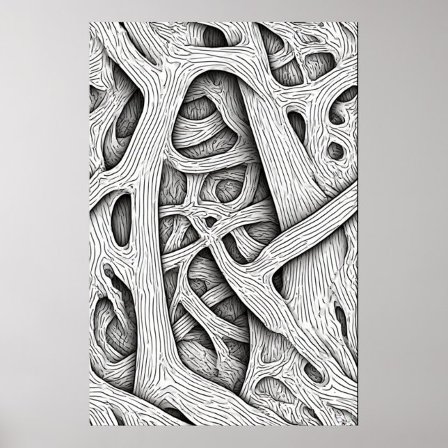 Póster Malla Orgánica Enrejada: Una abstracción fibrosa (Frente)