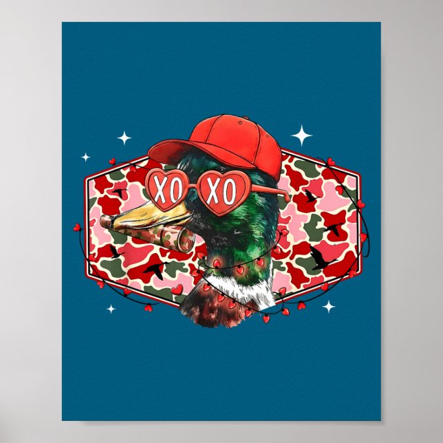 Póster Mallard Duck Camouflage Happy Valentine's Day Hunt (Frente)