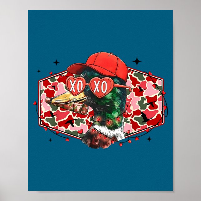 Póster Mallard Duck Camouflage Happy Valentine's Day Hunt (Frente)