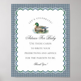 Póster Mallard Duck Hunting Gingham Boy Advice for Baby