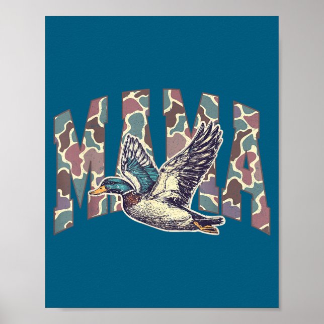 Póster Mallard Duck Hunting Mama Retro Camouflage Daddy M (Frente)