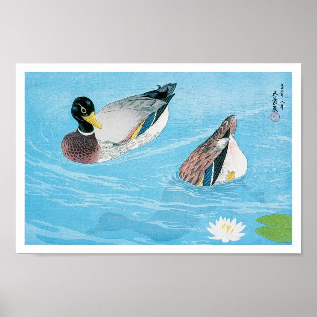 Póster Mallard en el estanque, Goyō Hashiguchi (Frente)
