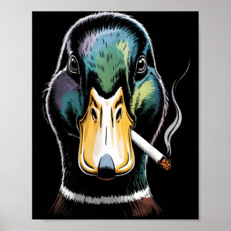 Póster Mallard Smoking Cigarette Meme Funny Mallard Duck