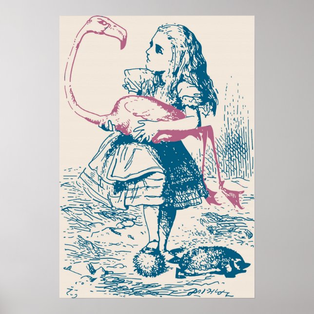 Póster Mallet Croquet De Alice Y Flamingo (Frente)
