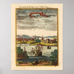 Póster Mallet St. Augustin Florida, Allain Manesson 1719