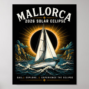 Póster Mallorca 2026 Eclipse Solar en Barco y Explorar