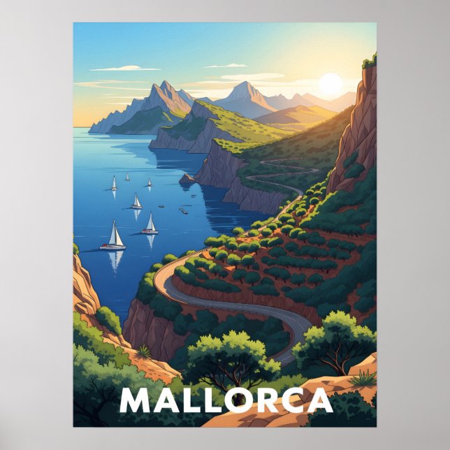 Póster Mallorca, España - Carretera costera (Frente)