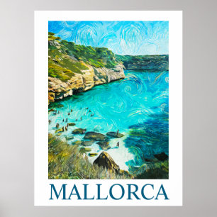 Póster Mallorca España Mediterráneo Pintura al Óleo Minim