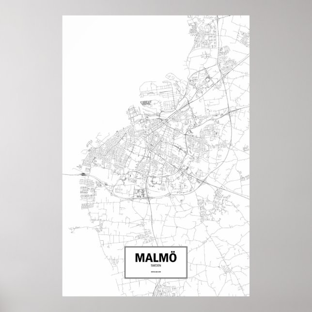 Póster Malmö (Suecia) (negro sobre blanco) (Frente)