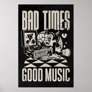 Póster Malos Tiempos Buena Música Japonesa Abstracta Bauh
