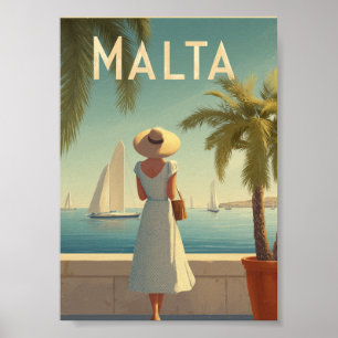 Póster Malta años 50 vintage