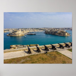 Póster Malta Saluting Battery Cannons Grand Harbour