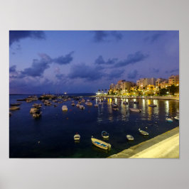 Póster Malta St. Paul's Bay By Night Photography