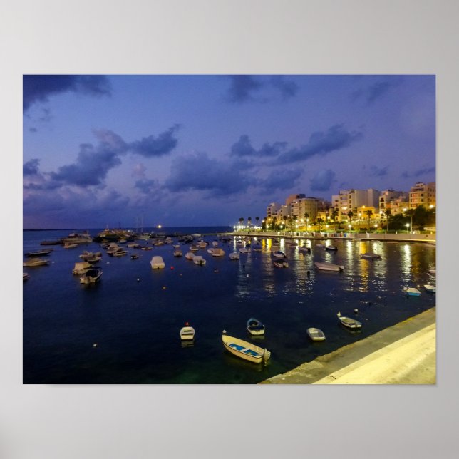 Póster Malta St. Paul's Bay By Night Photography (Frente)