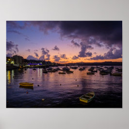 Póster Malta St. Paul's Bay By Night Photography