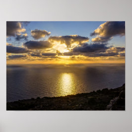 Póster Malta Sunset Over Mediterranean Sea Photography