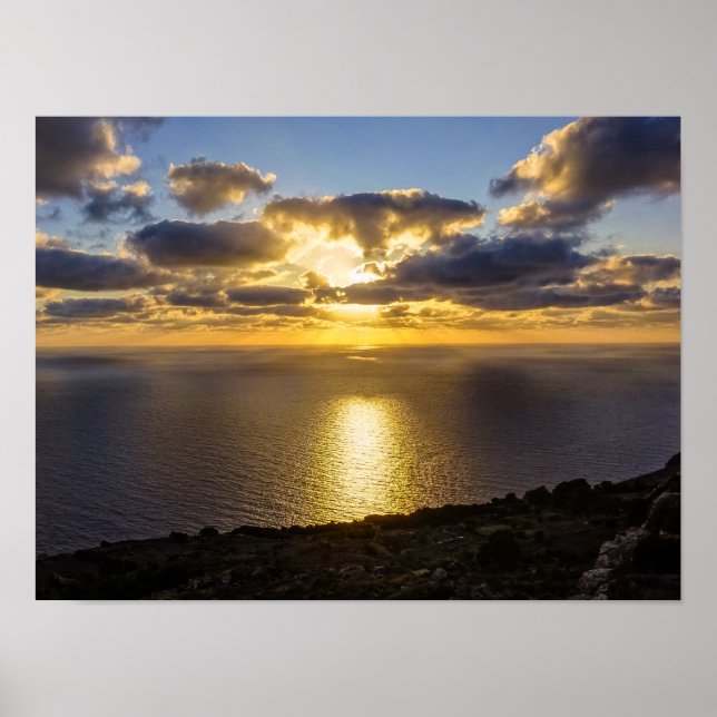 Póster Malta Sunset Over Mediterranean Sea Photography (Frente)