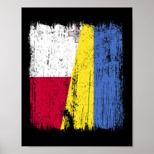 Póster Malta Ucrania Media Bandera Herencia Maltesa Ucran