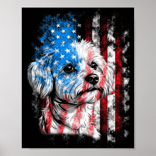 Póster Maltés Amante de Perros del 4 de Julio Hombres Muj