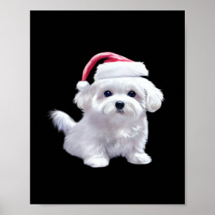 Póster Maltés de Navidad - Perfecto para amantes de los a