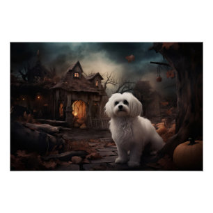 Póster Maltés Halloween Espantoso
